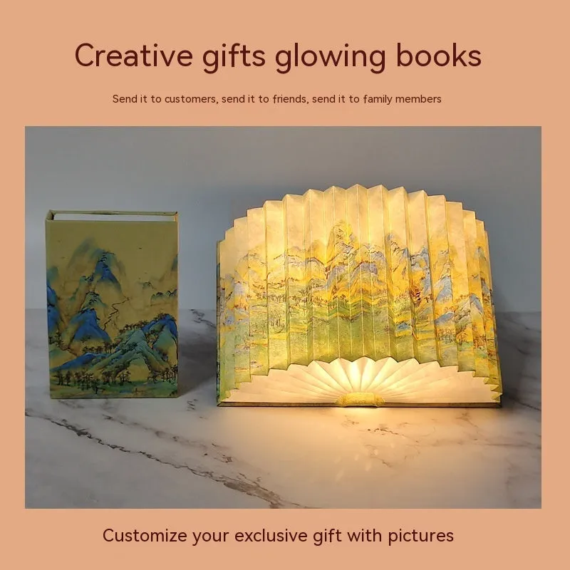 Chinese Style Classic Famous Paintings Folding Book Lamp Ambient Night Lights