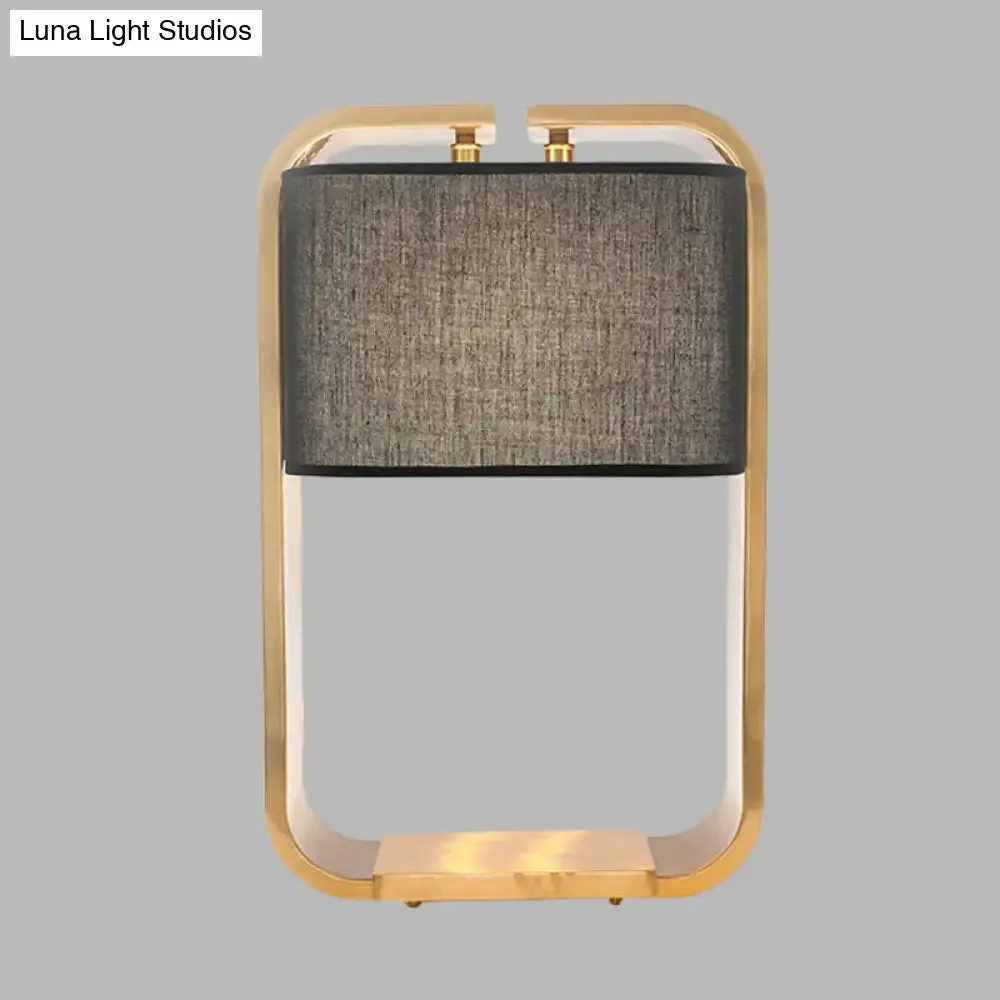 Contemporary Black Rectangle Night Table Lamp with Gold Metal Frame