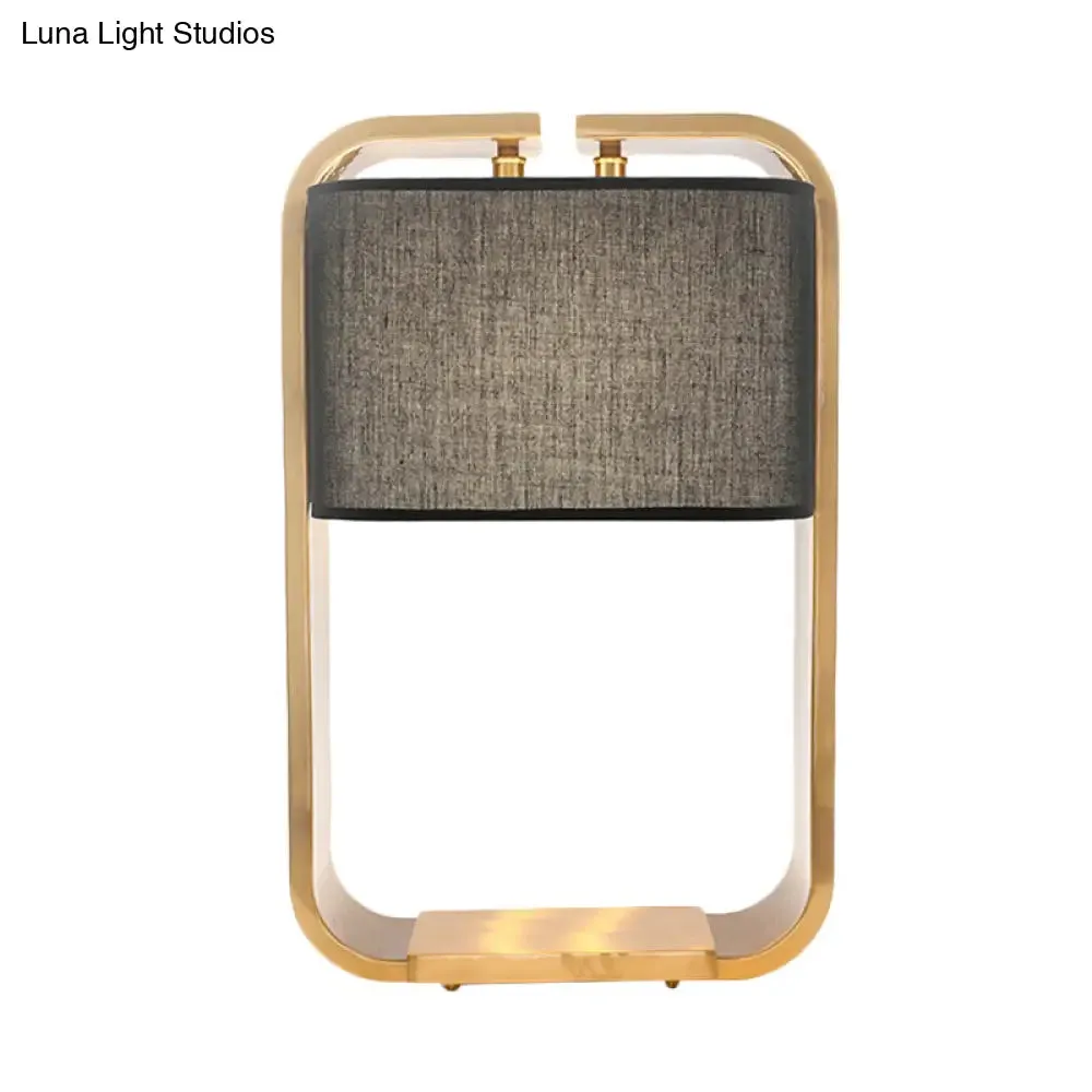 Contemporary Black Rectangle Night Table Lamp with Gold Metal Frame