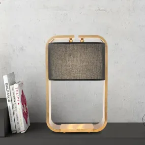 Contemporary Black Rectangle Night Table Lamp with Gold Metal Frame