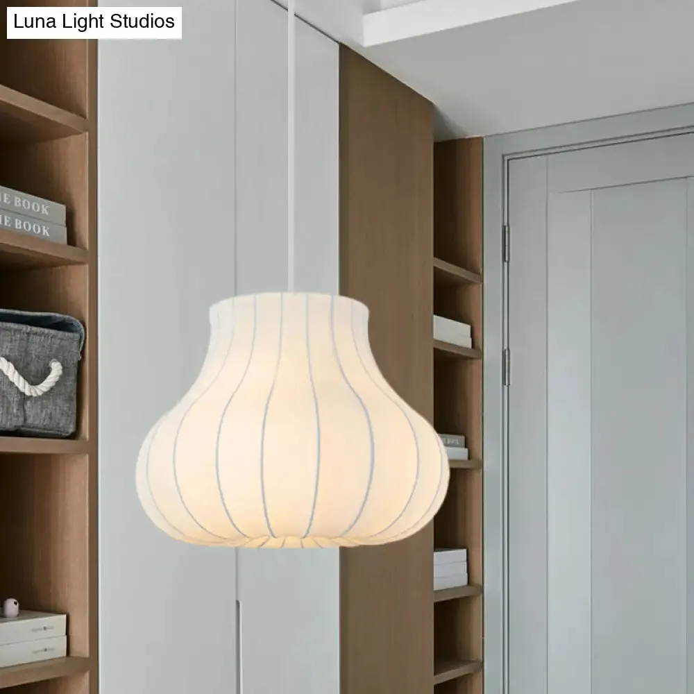 Contemporary Fabric Shade Pendant Light with White Lantern Design