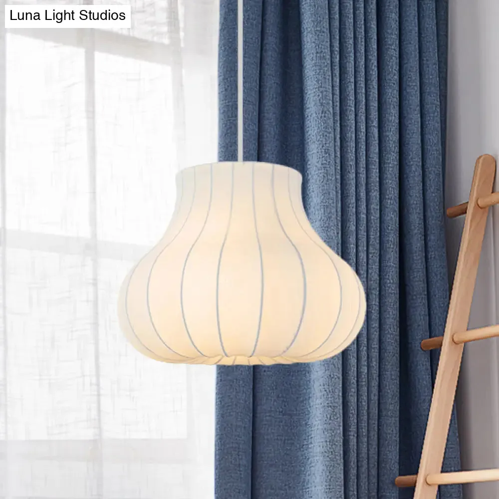 Contemporary Fabric Shade Pendant Light with White Lantern Design