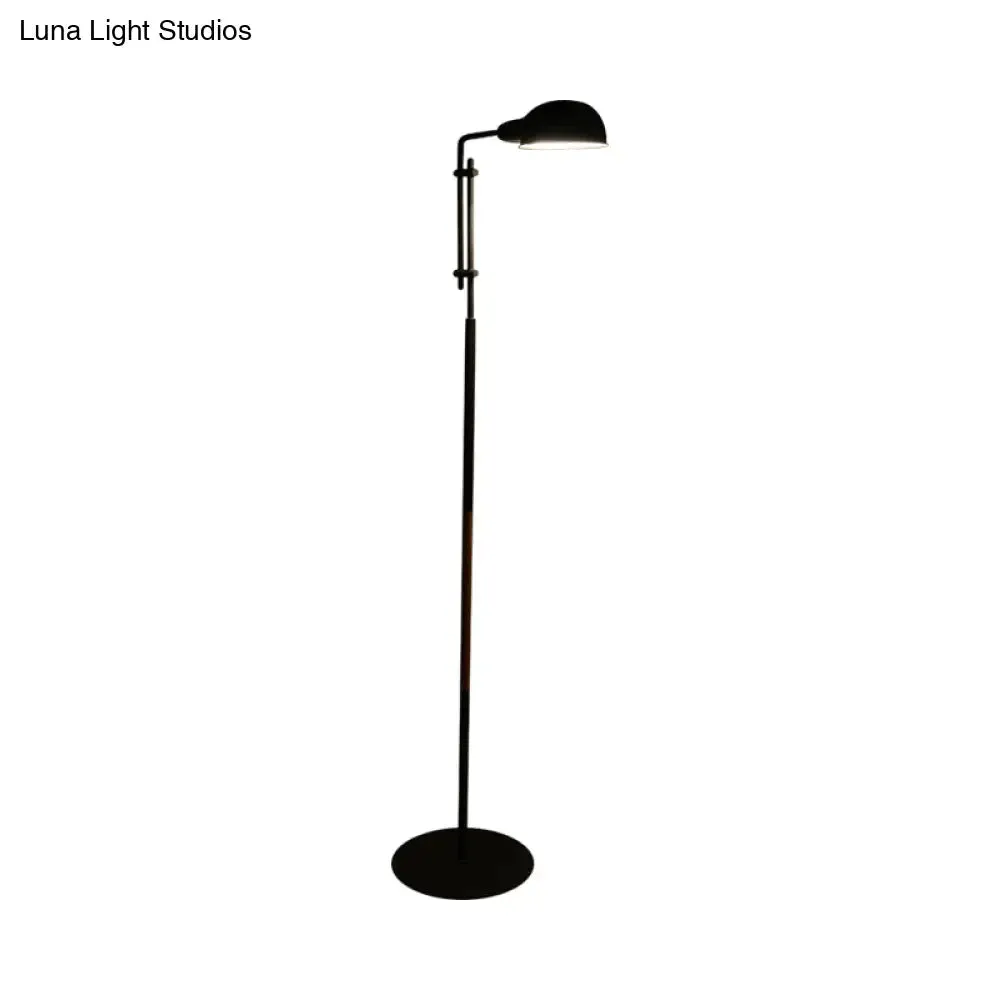 Contemporary Metallic Semi-Globe Floor Lamp – Single Bulb, Black/White Stand – Ideal for Living Room