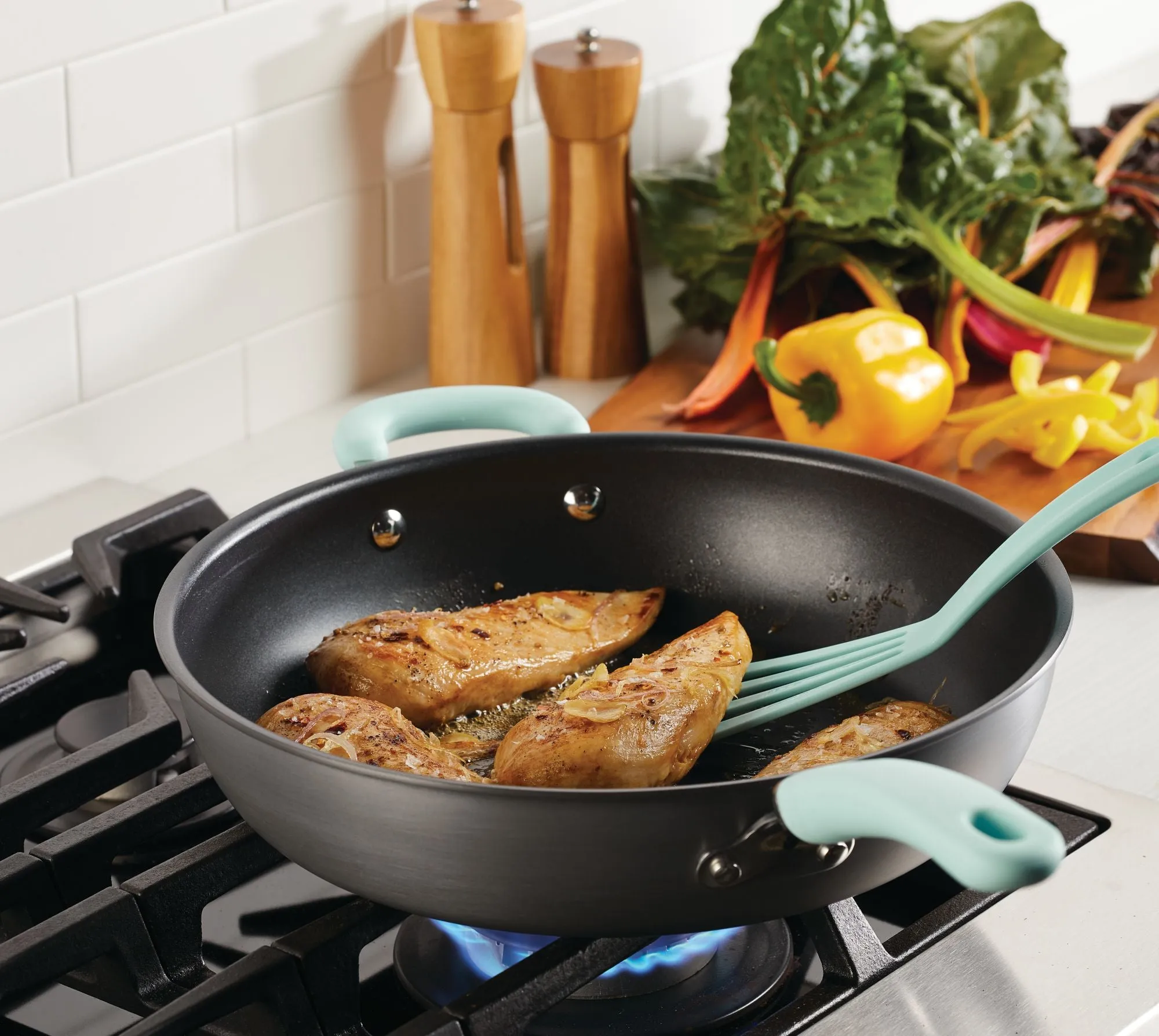 Create Delicious 12.5-Inch Hard Anodized Nonstick Induction Deep Frying Pan with Helper Handle