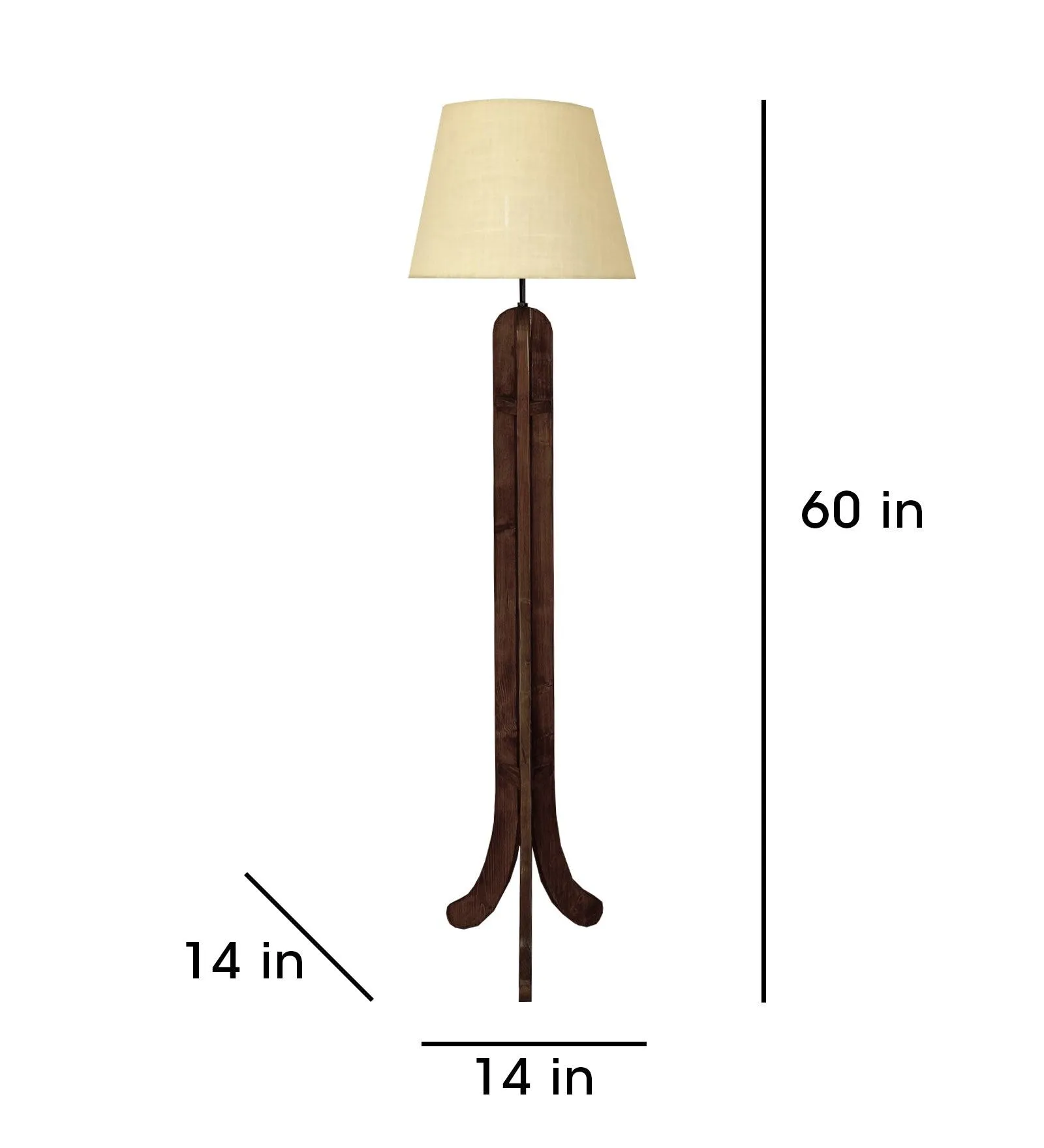 Damien Wooden Floor Lamp with Brown Base and Jute Fabric Lampshade