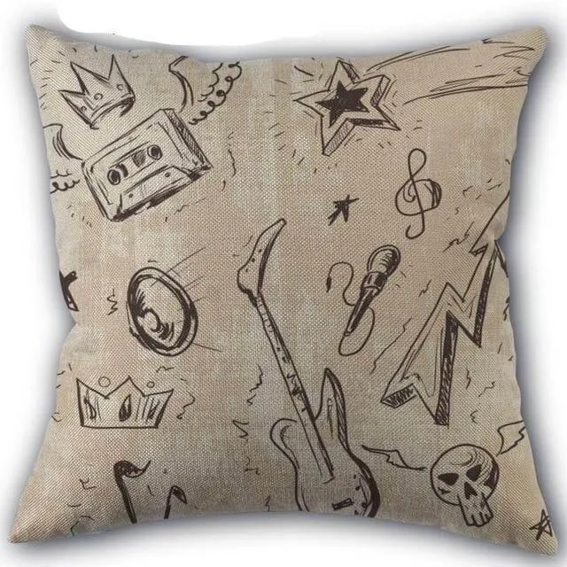 Decorative Comfy Musical Notes Pillow Case