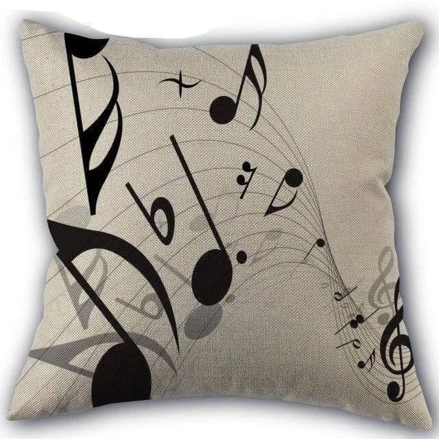 Decorative Comfy Musical Notes Pillow Case