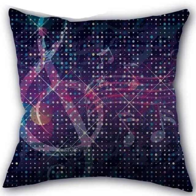 Decorative Comfy Musical Notes Pillow Case