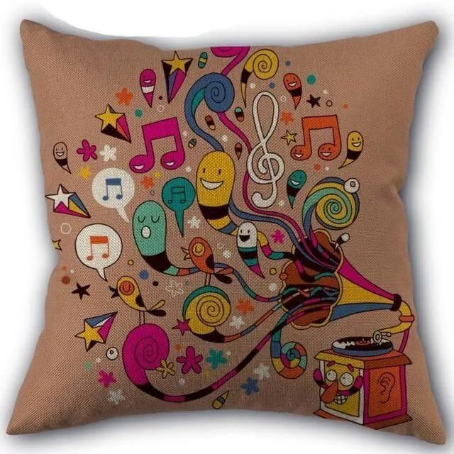 Decorative Comfy Musical Notes Pillow Case