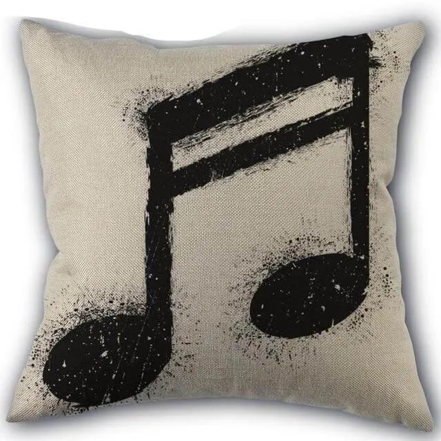 Decorative Comfy Musical Notes Pillow Case