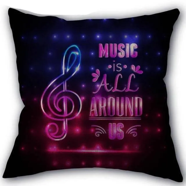 Decorative Comfy Musical Notes Pillow Case