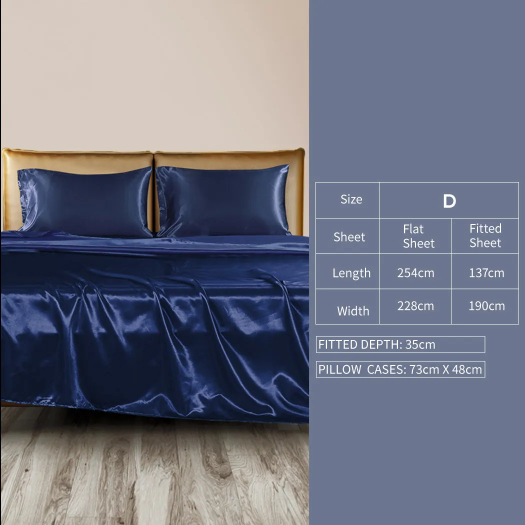 Double Dreamz Silky Satin Sheets Fitted Blue