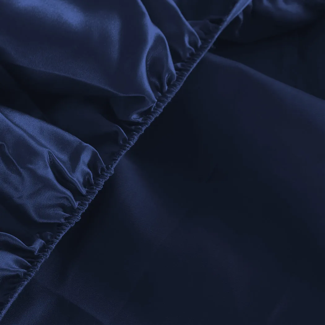 Double Dreamz Silky Satin Sheets Fitted Blue