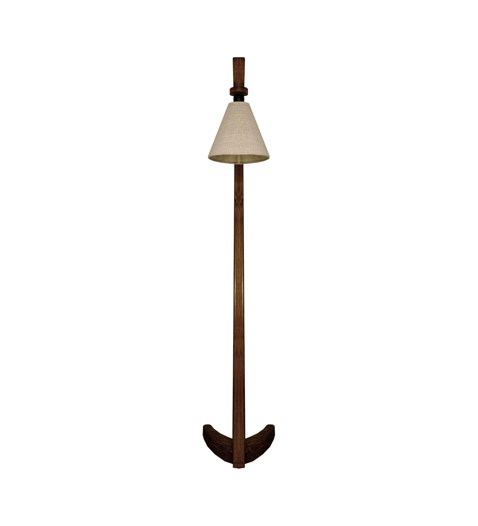 Druid Wooden Floor Lamp with Brown Base and Jute Fabric Lampshade