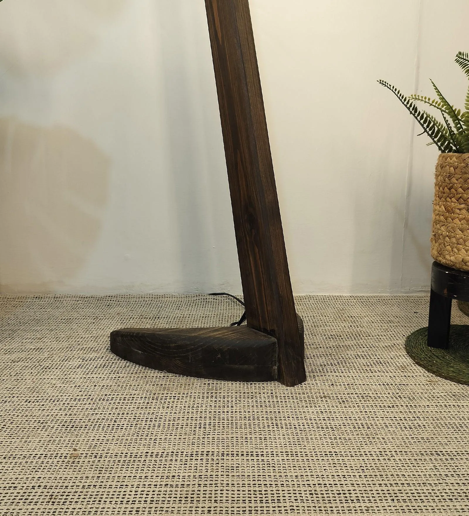 Druid Wooden Floor Lamp with Brown Base and Jute Fabric Lampshade