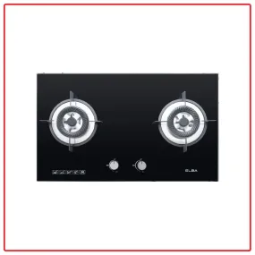 Elba EGH-K8842G(BK) 5.0kW 2 Burners Full Black Tempered Glass Stove