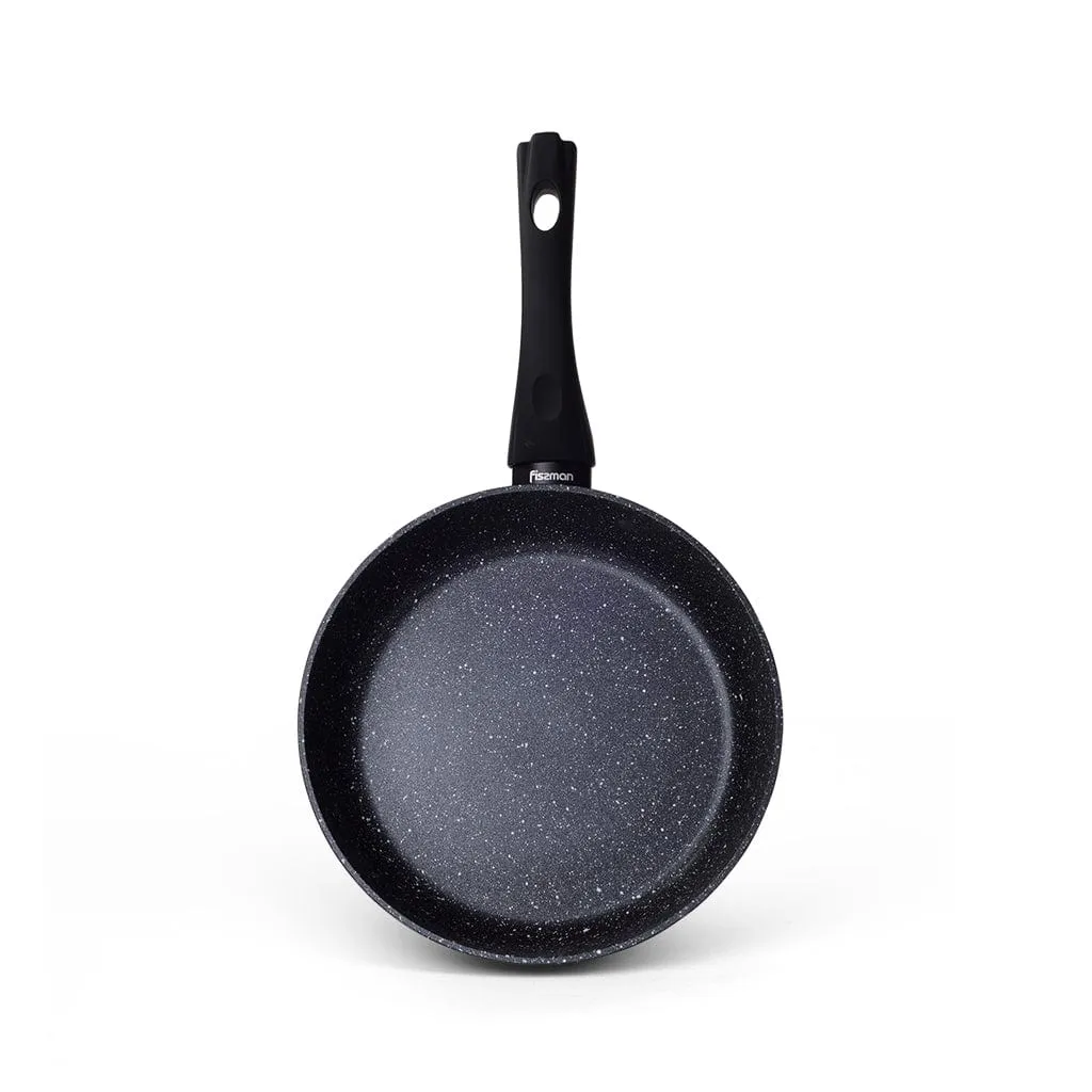 Fissman Deep Frying Pan Aluminium Fiore Series Marble Non Stick Coating With Induction Bottom Black 24x6.5cm