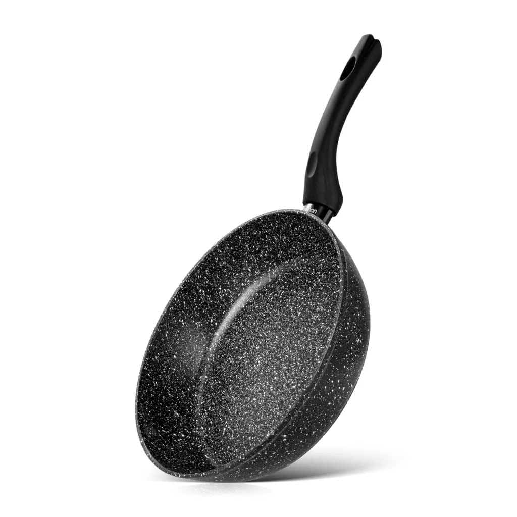 Fissman Deep Frying Pan Aluminium Fiore Series Marble Non Stick Coating With Induction Bottom Black 24x6.5cm