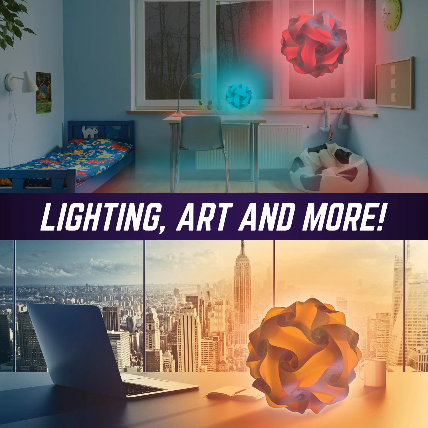 Geosphere™ 16" LED 30pc. Puzzle Lamp Kit & Wireless Remote, Rainbow