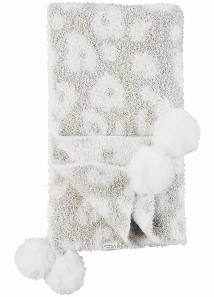 Grey Leopard Chenille Blanket by Mud Pie