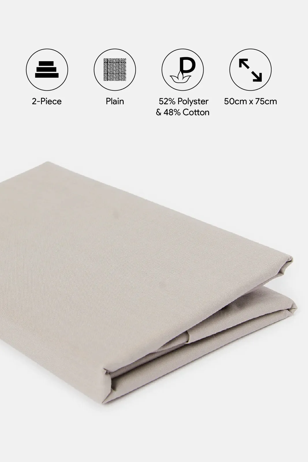 Grey Plain Pillowcase Set (2 Piece)