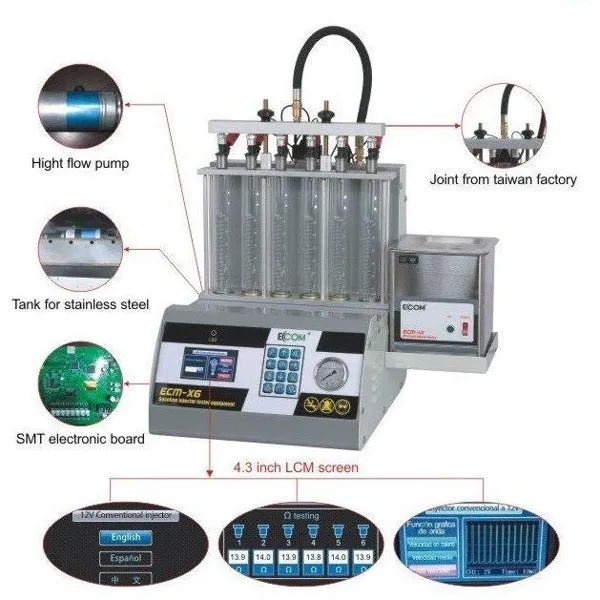 GT-EC8 - Injector Tester & Cleaner 8 Cylinder With Ultrasonic Bath