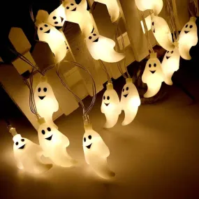 Halloween LED String Lights Pumpkin, Ghost, Eyeball, Cat, Skull, and Spider LED Decorations for Indoor & Outdoor Halloween Decor (Little Ghost)