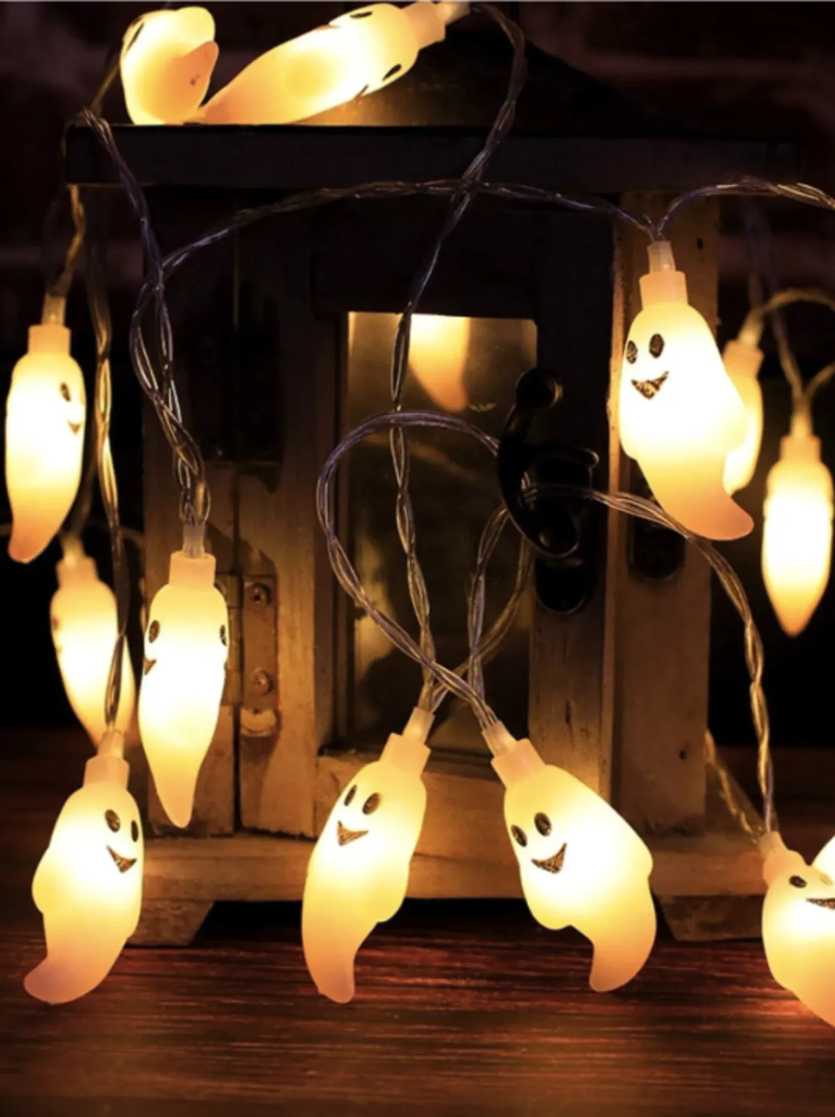 Halloween LED String Lights Pumpkin, Ghost, Eyeball, Cat, Skull, and Spider LED Decorations for Indoor & Outdoor Halloween Decor (Little Ghost)