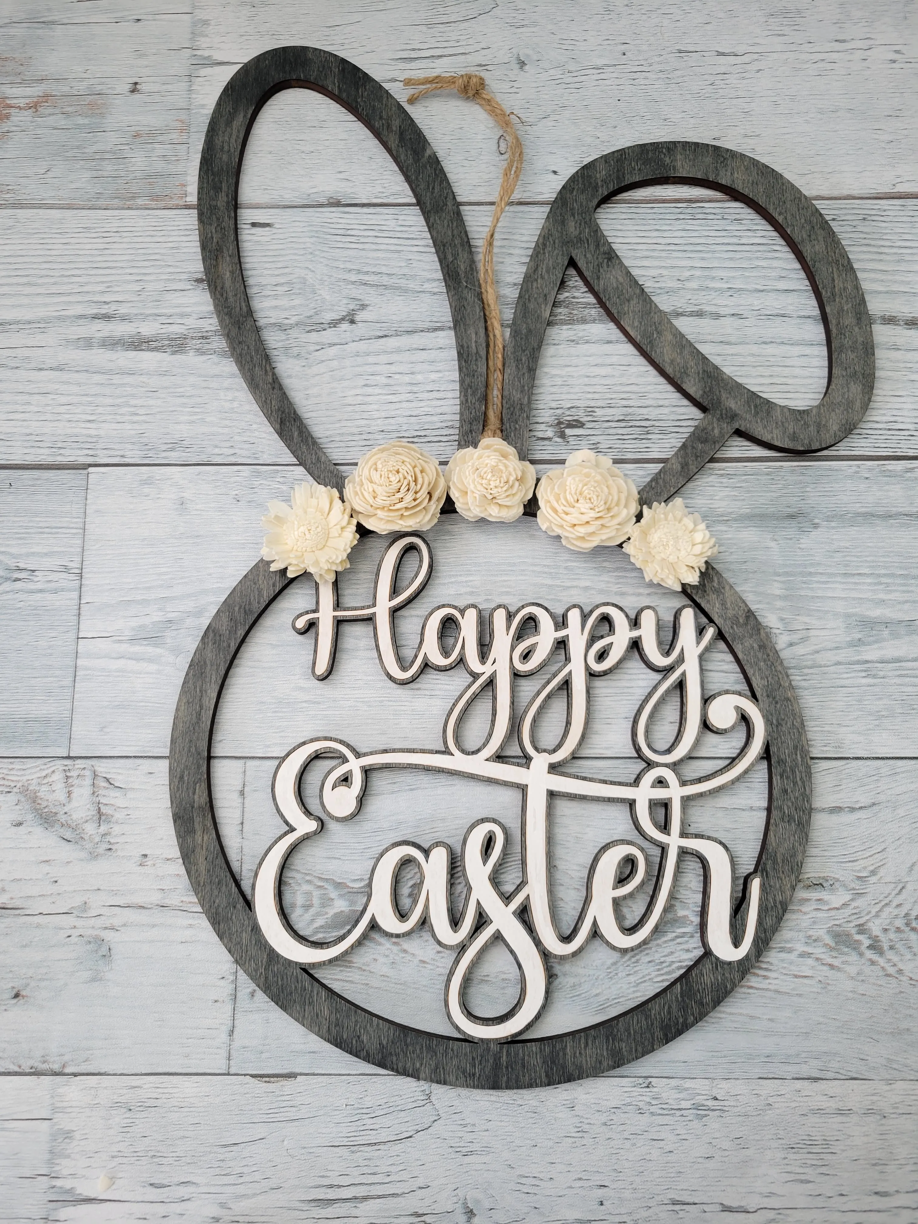 Happy Easter Bunny Head Cut Out Easter Glowforge Ready Laser FILE