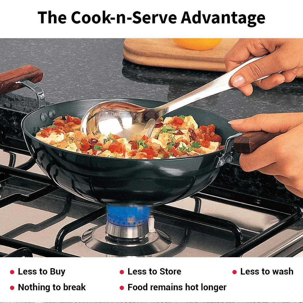 Hawkins Futura 1.5 Litre Deep Fry Pan, Hard Anodised Kadai, Round Bottom Kadhai, Small Kadai, Black (AK15)