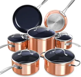 Healthy Duralon Blue Ceramic Nonstick Cookware Set, Diamond Infused Scratch-Resistan