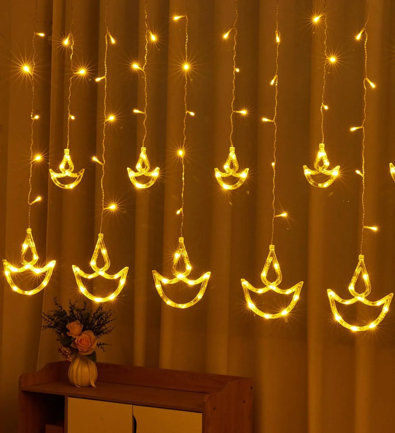 Heart Home LED String Light | 5 Big & 5 Small Diya LED String Lights | Light for Christmas | Light for Weddings | Star Light | Lights for Home Decoration | Warm White