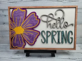 Hello Spring Floral Rectangle  SVG Laser Ready File