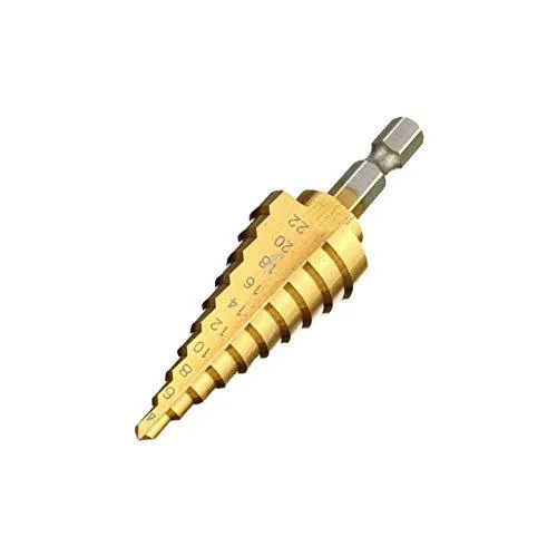 Homdum HSS Titanium Coated Hex Shank 4-22 MM Stepped Drill Bit, Metal Sheet Hole Cutter