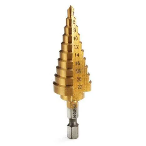 Homdum HSS Titanium Coated Hex Shank 4-22 MM Stepped Drill Bit, Metal Sheet Hole Cutter