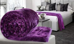 HomyReef 500 TC Winter/Mild-Winter Solid/Floral Light Weight Super Soft Warm Mink Single Bed Blanket for Winter (215 x 152 cm), Lightweight (Purple, Single Bed - 85x60 Inch)