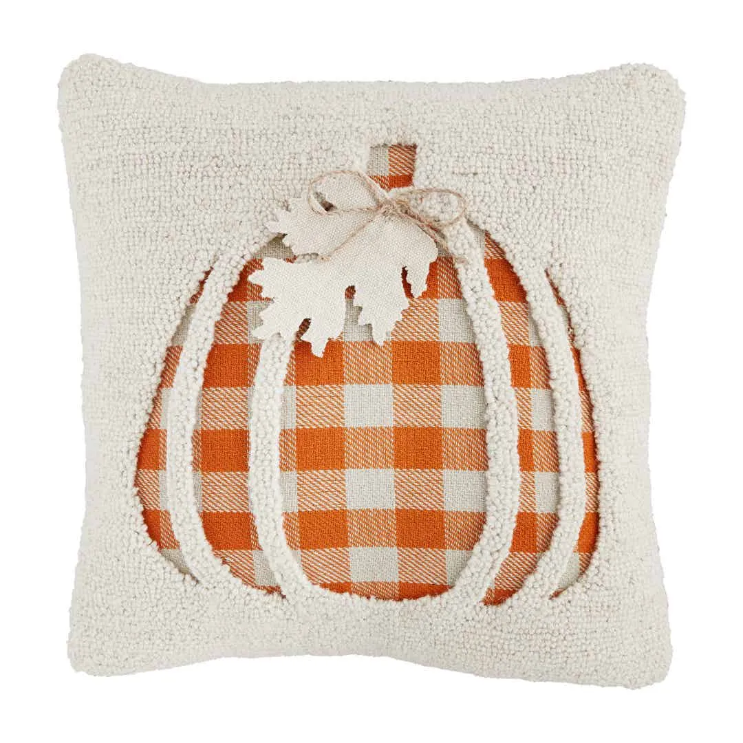 Hooked Pumpkin Throw Pillow