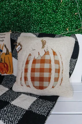 Hooked Pumpkin Throw Pillow