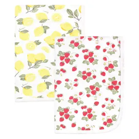 Hudson Baby Cotton Swaddle Blankets, Strawberry Lemon