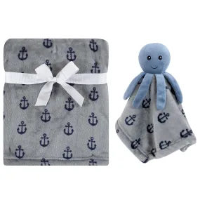 Hudson Baby Plush Blanket with Security Blanket, Octopus