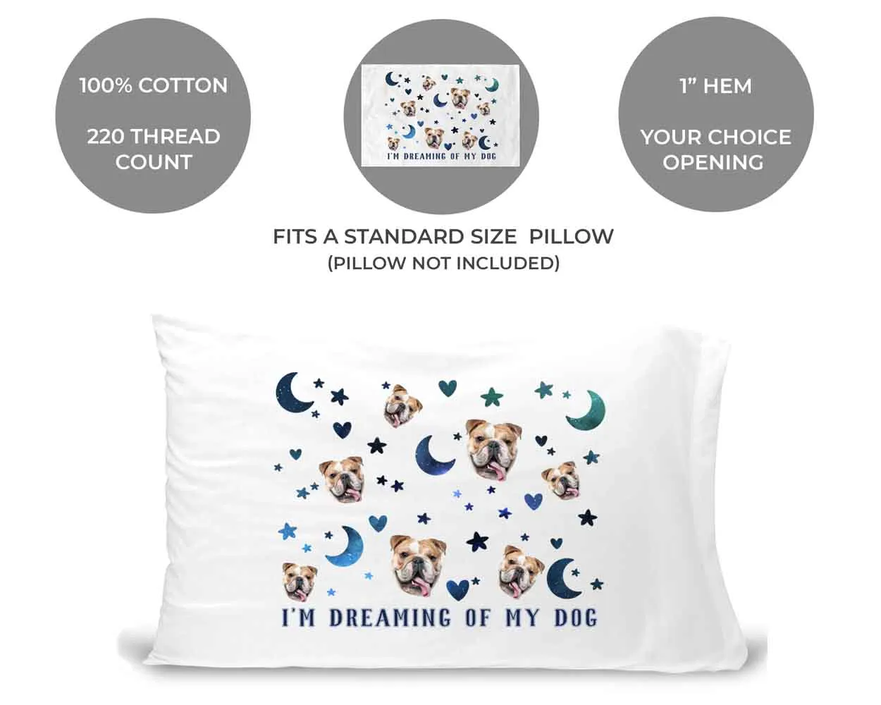 I'm Dreaming of My Dog Pillowcase with Your Dog's Photo