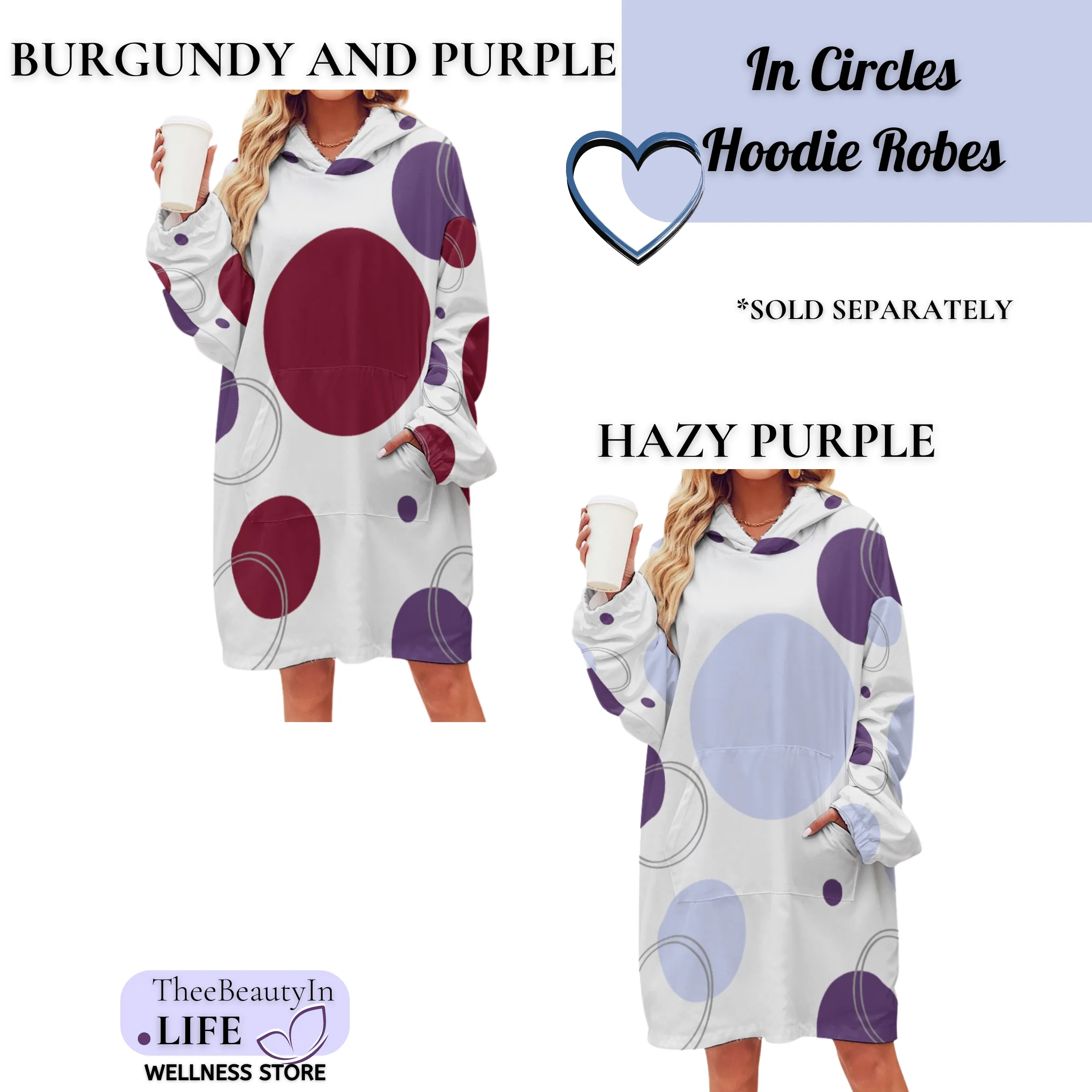 In Circles Custom Photo Hoodie Robe | Custom Hooded Robe | Hoodie Blanket with Sleeves and Pockets | House Robe and Slipper Gift Sets for Women |  Cute Personalized Gifts for Matron of Honor