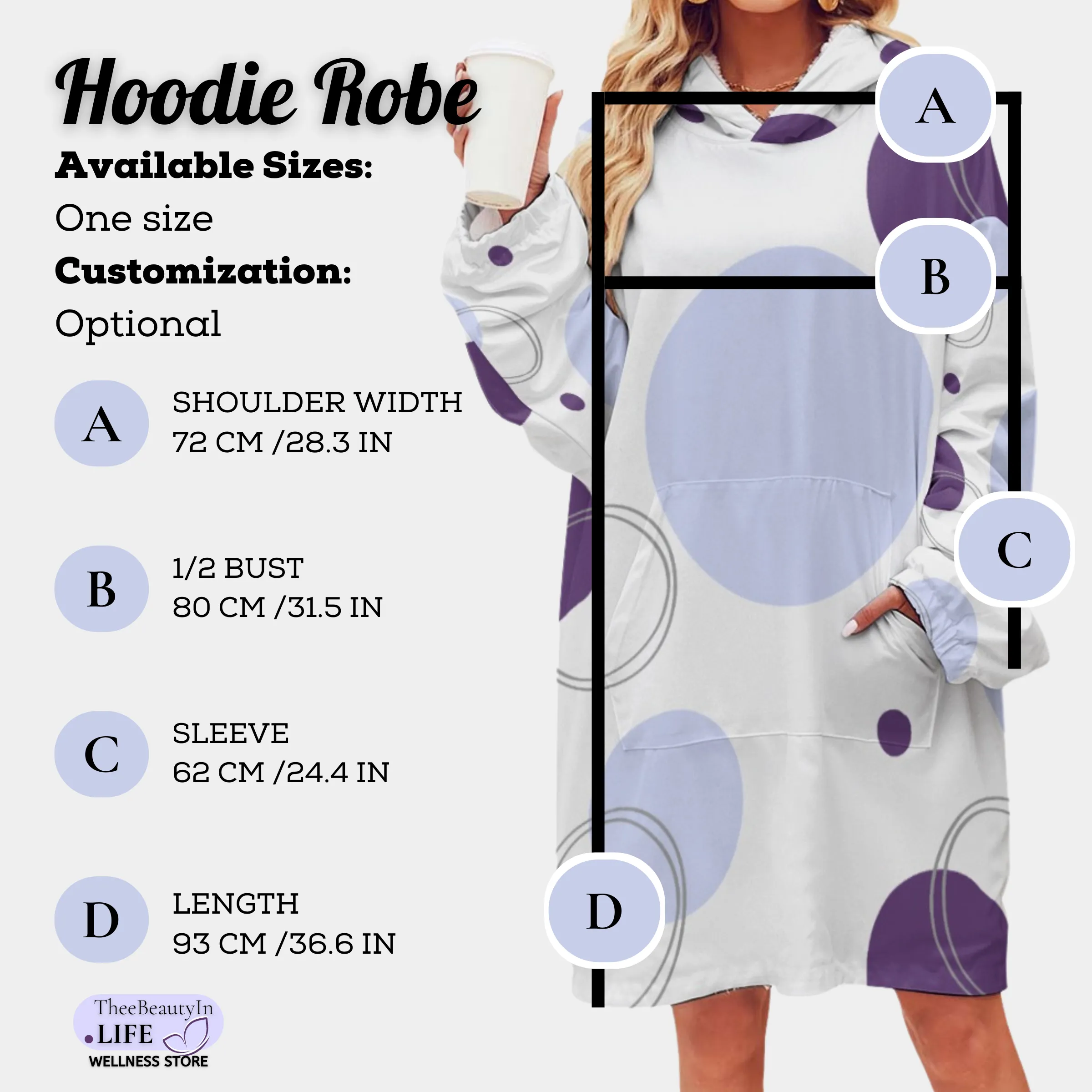 In Circles Custom Photo Hoodie Robe | Custom Hooded Robe | Hoodie Blanket with Sleeves and Pockets | House Robe and Slipper Gift Sets for Women |  Cute Personalized Gifts for Matron of Honor