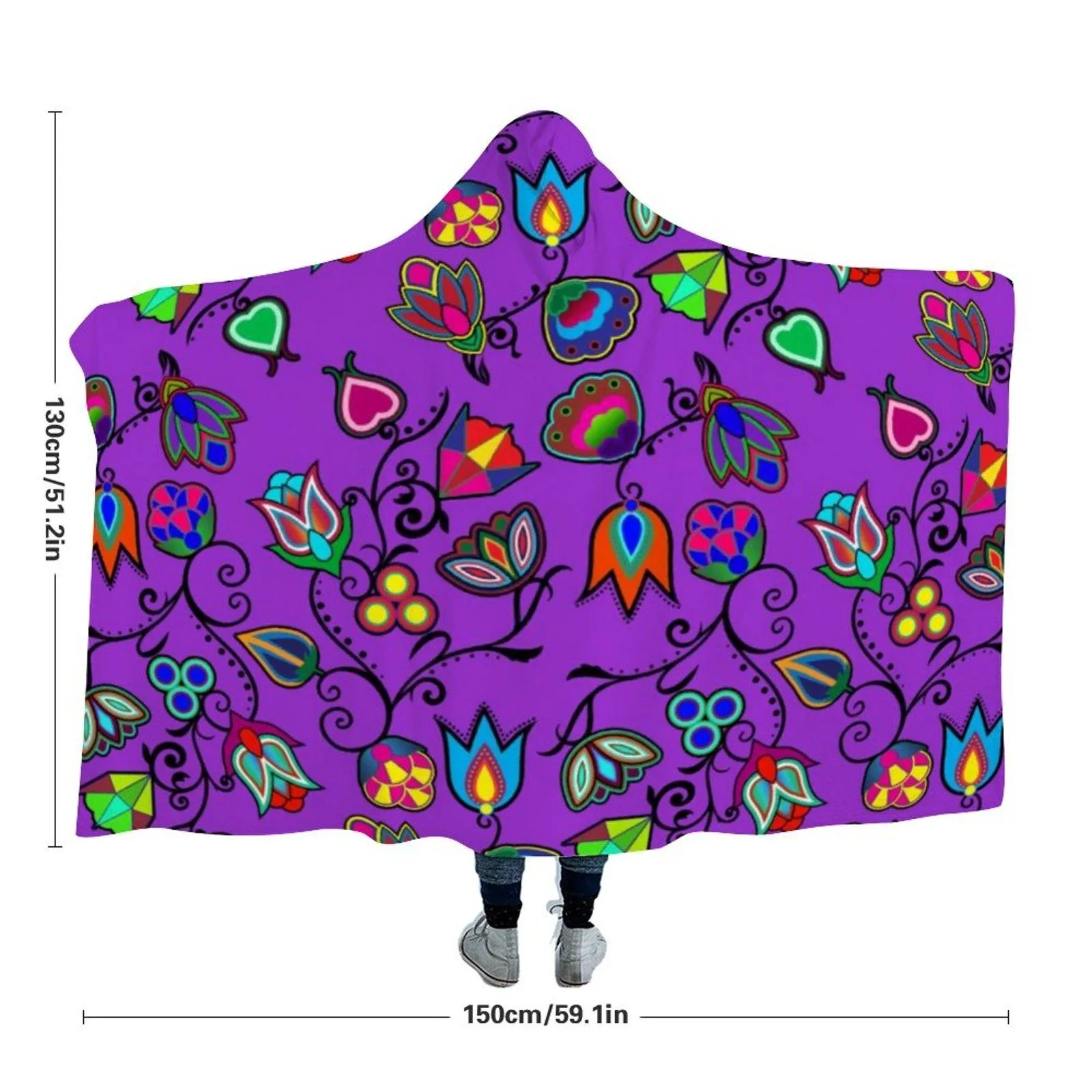 Indigenous Paisley Dark Orchid Hooded Blanket