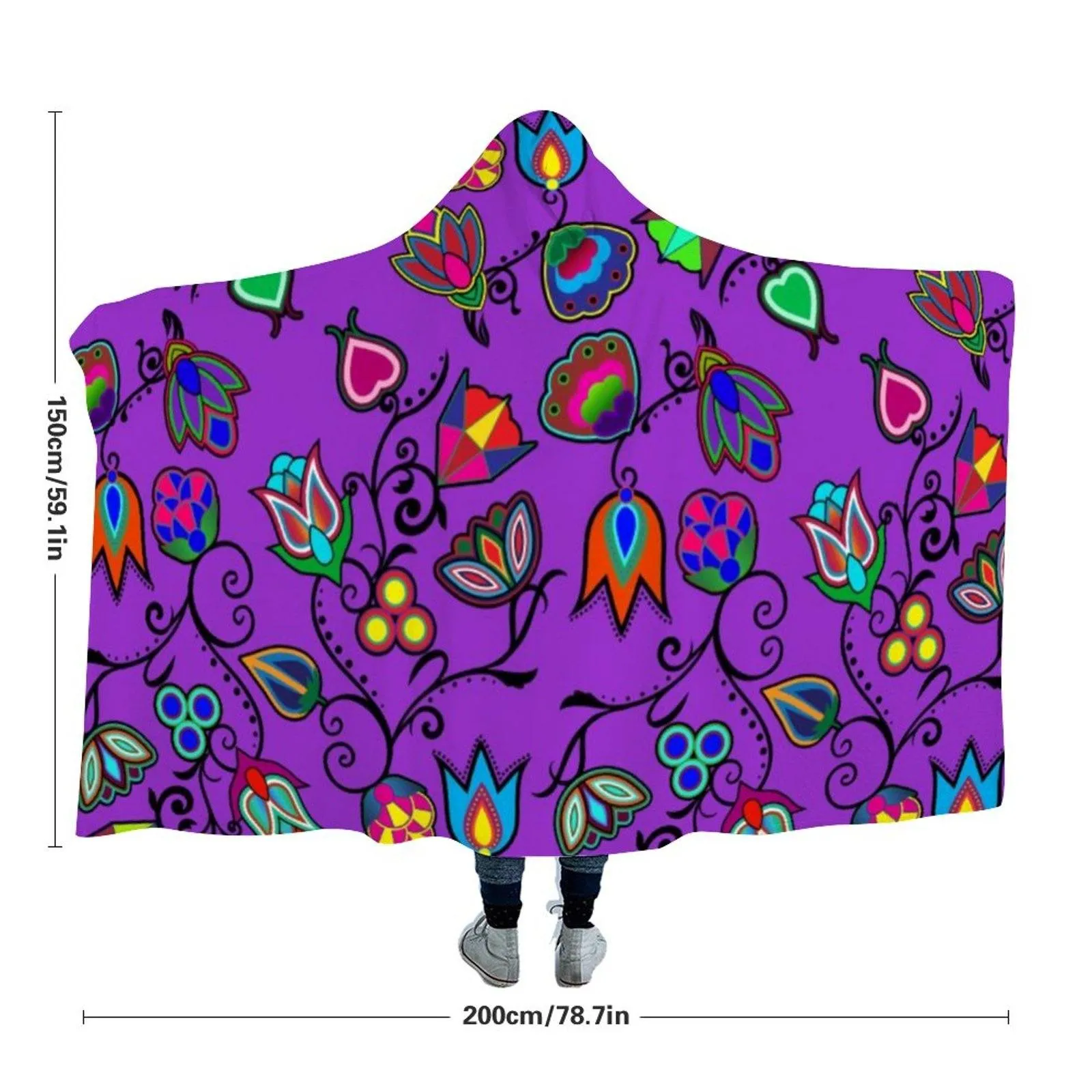 Indigenous Paisley Dark Orchid Hooded Blanket