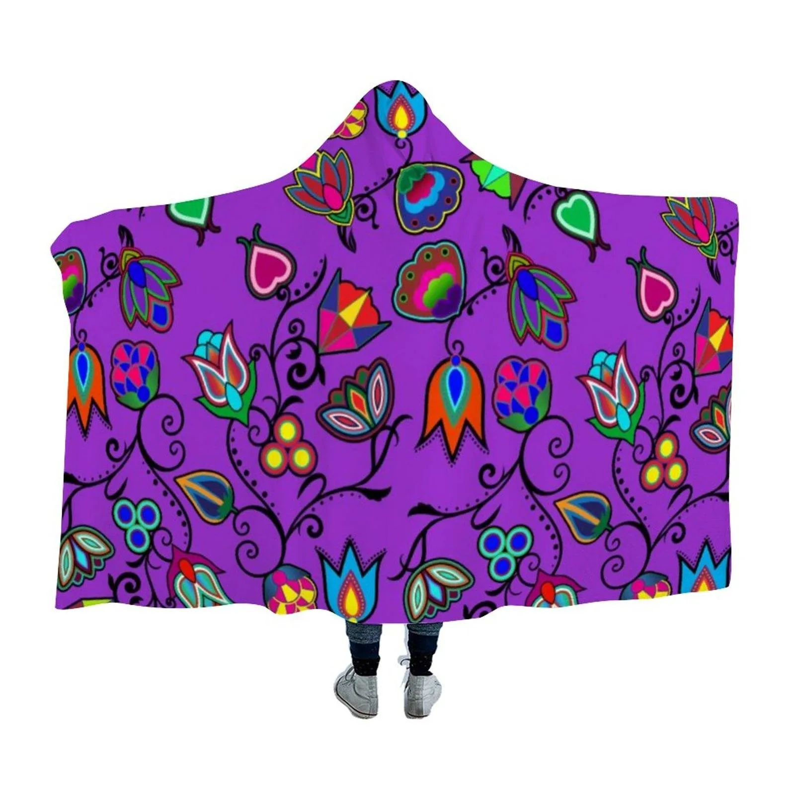 Indigenous Paisley Dark Orchid Hooded Blanket