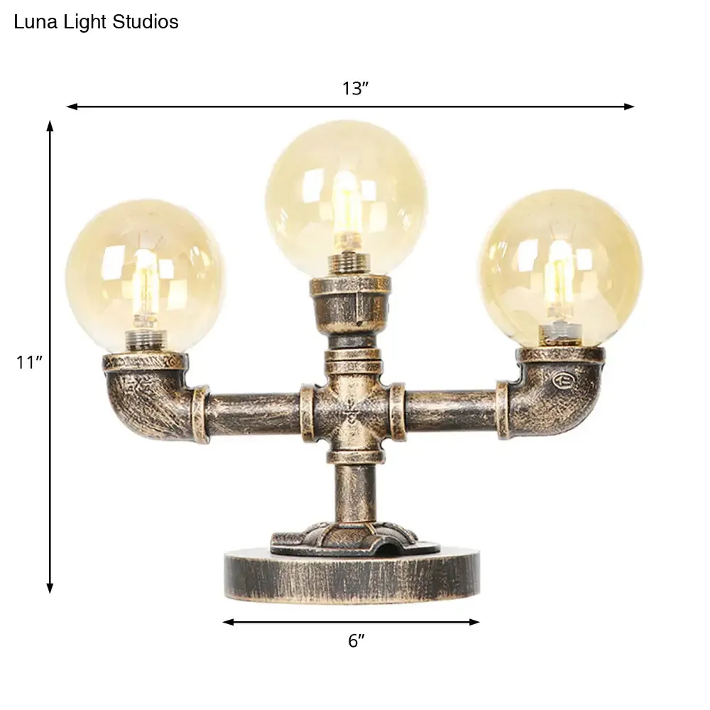 Industrial Task Lighting - Clear/Amber Glass Desk Lamp with Antique Bronze Base