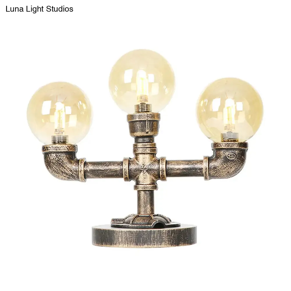 Industrial Task Lighting - Clear/Amber Glass Desk Lamp with Antique Bronze Base