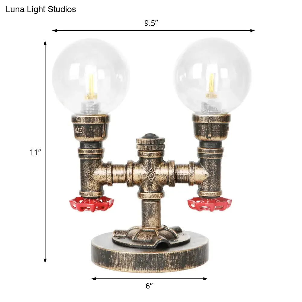 Industrial Task Lighting - Clear/Amber Glass Desk Lamp with Antique Bronze Base