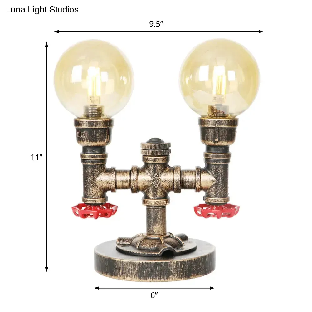 Industrial Task Lighting - Clear/Amber Glass Desk Lamp with Antique Bronze Base